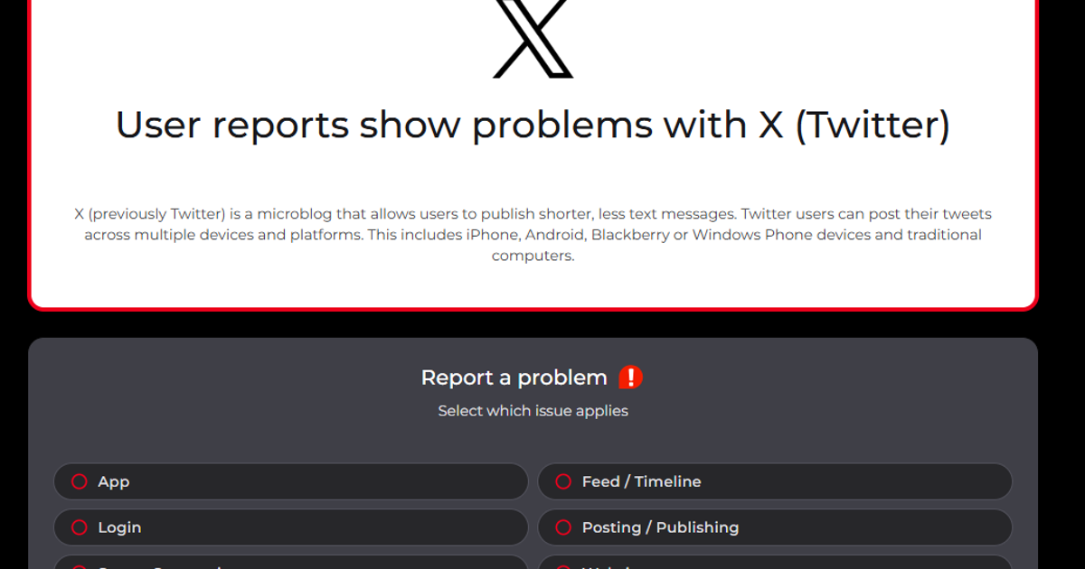 X (Twitter) Outage: Track Real-Time Problems and Current Status
